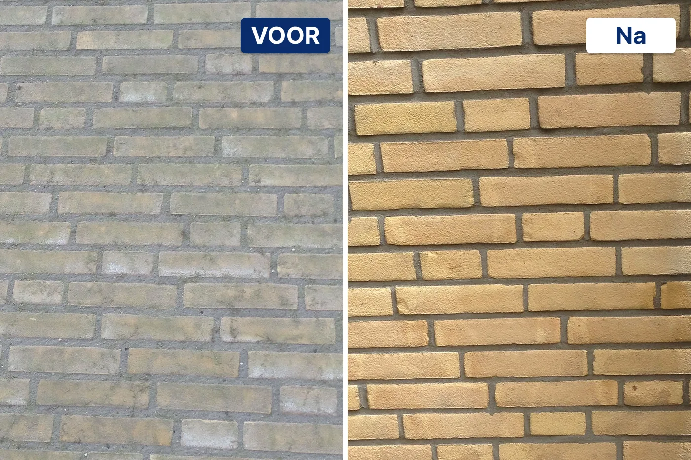 Gevel voor en na een professionele reiniging
