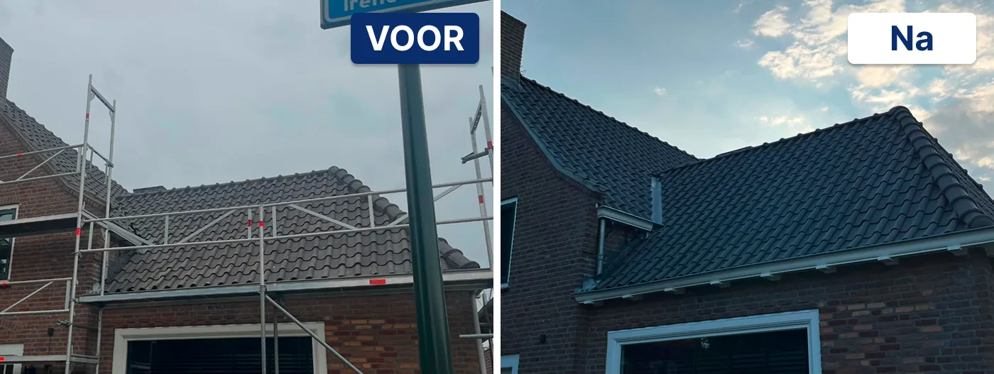 Pannendak voor en na de renovatie